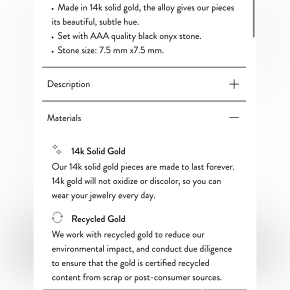 Mejuri Black Onyx 14K Solid Gold Ring Sz. 7 - Picture 5 of 16